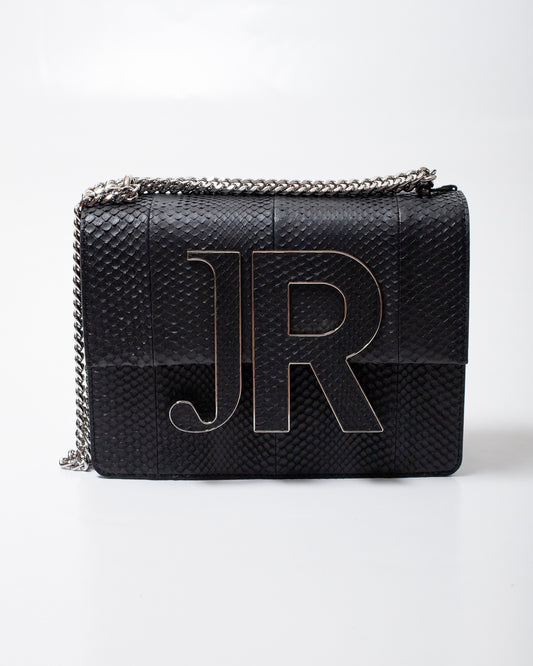 Borsa John Richmond black pitonata con maxi placca donna