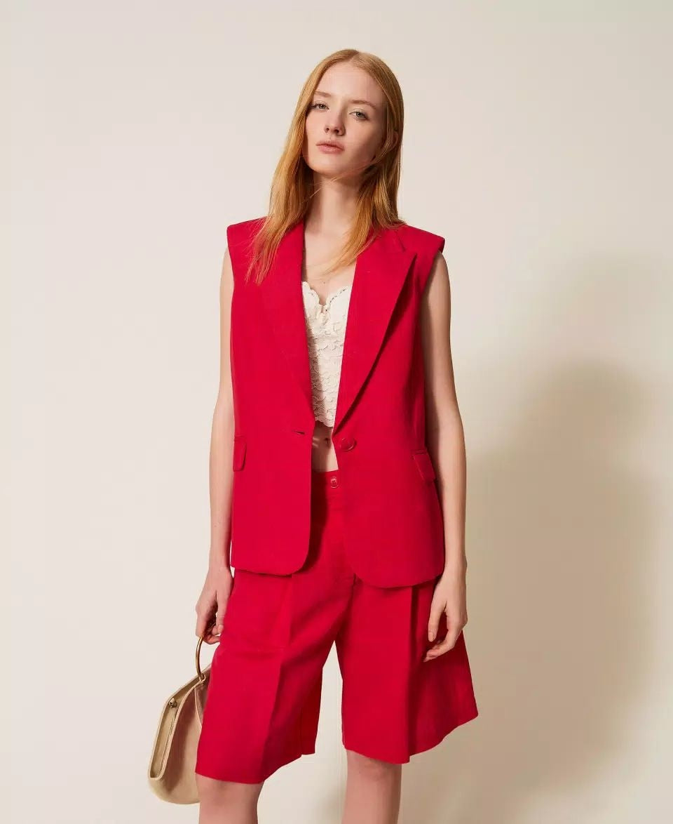 Gilet Twinset Actitude in misto lino donna