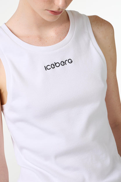 Canotta Iceberg in costina con ricamo donna