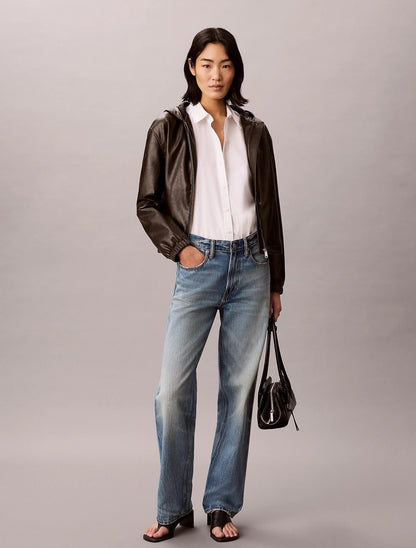 Giubbotto Calvin Klein in ecopelle con cappuccio donna