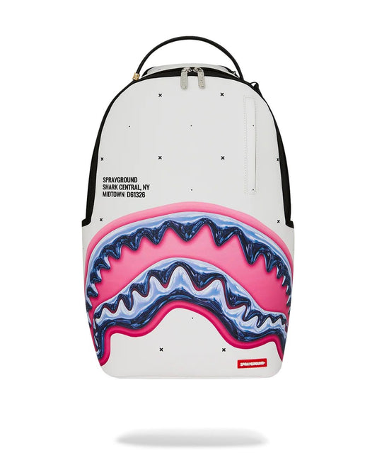 Zaino Sprayground bianco SHARK CENTRAL LIQUID CHROME BACKPACK