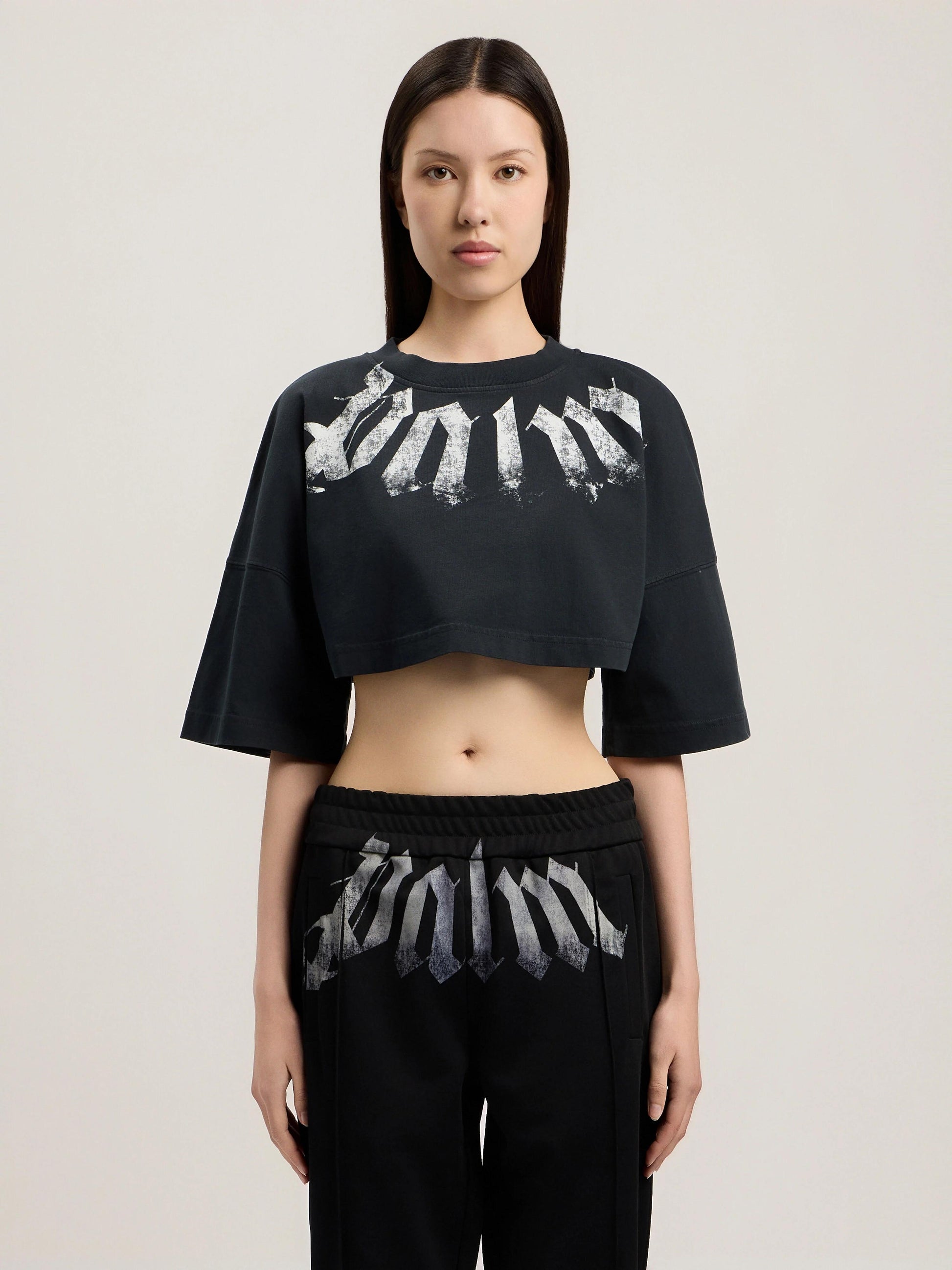 T-Shirt Palm Angels cropped "Big Neck Logo" donna