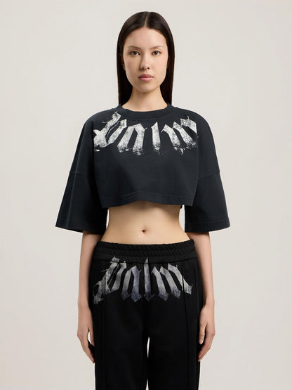 T-Shirt Palm Angels cropped "Big Neck Logo" donna