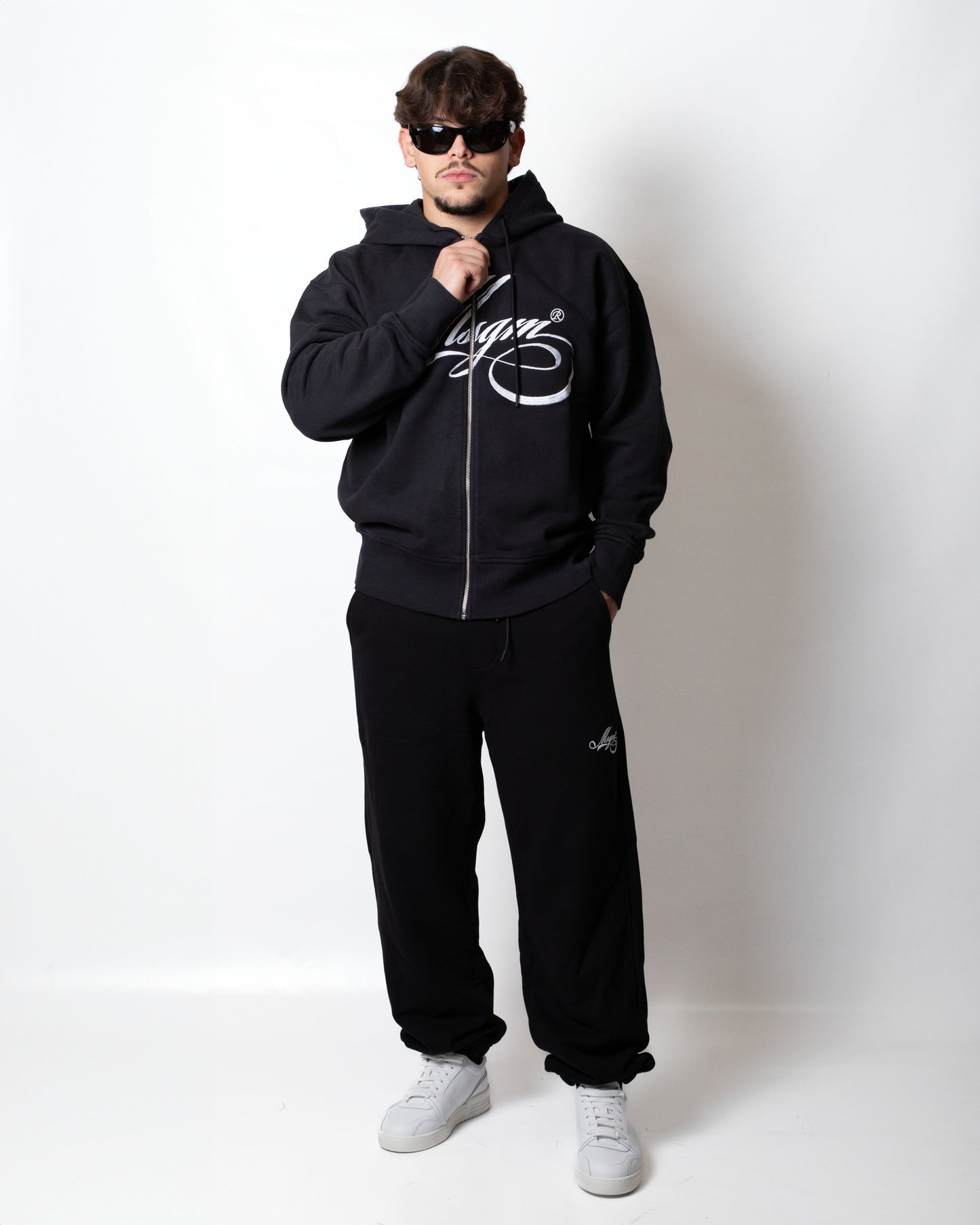 Felpa MSGM fullzip con logo signature ricamato