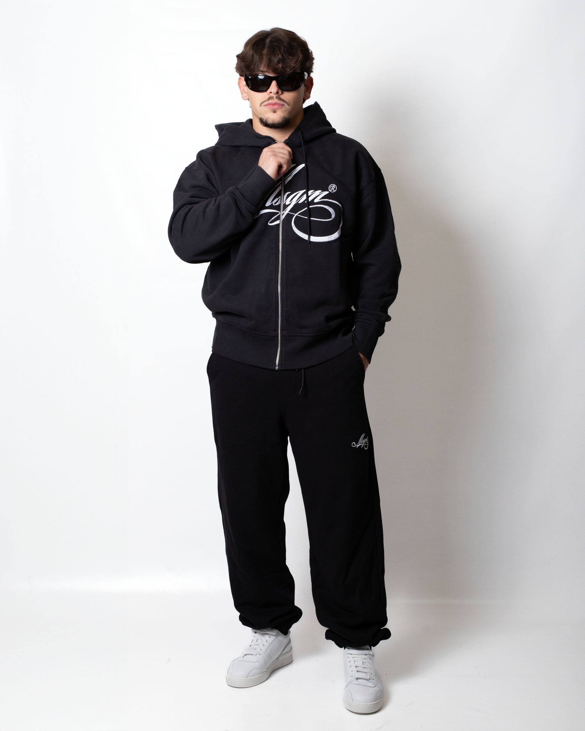 Felpa MSGM fullzip con logo signature ricamato