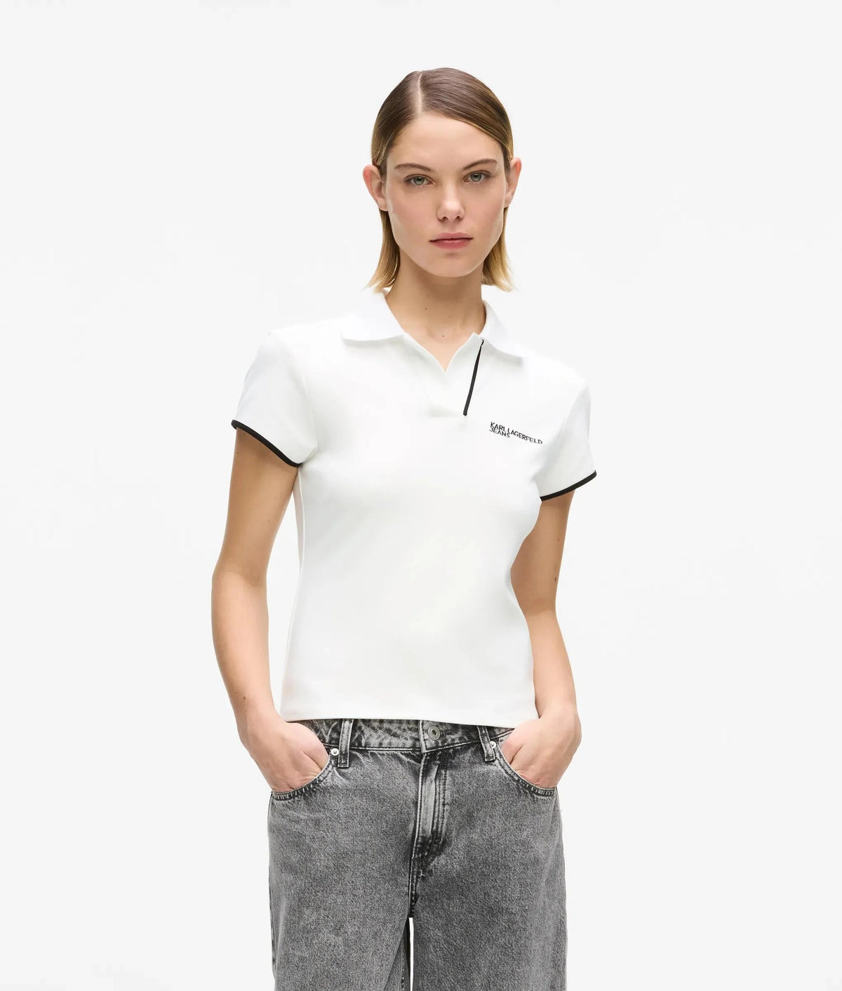 Polo Karl Lagerfeld Jeans slim con ricamo donna