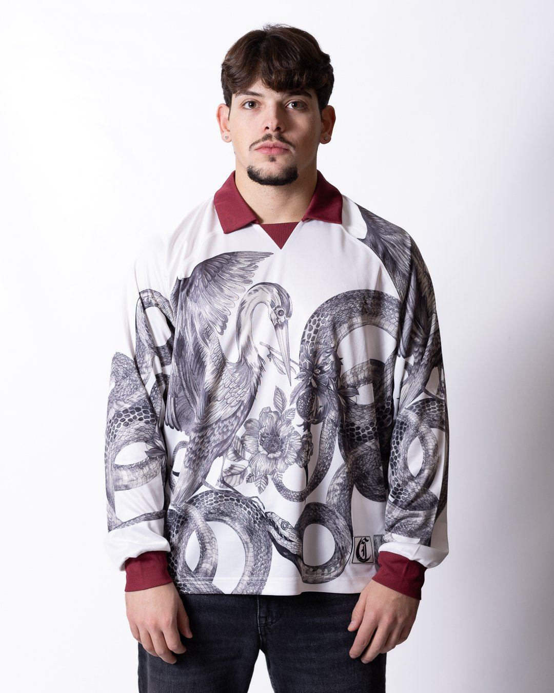 Long Sleeve Just Cavalli con maxi grafica e patch logo