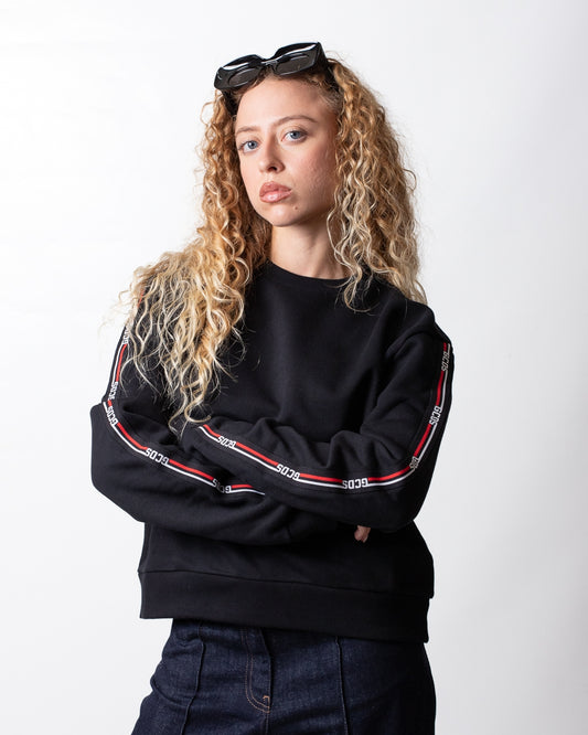 Felpa GCDS girocollo in piquet logo tape donna