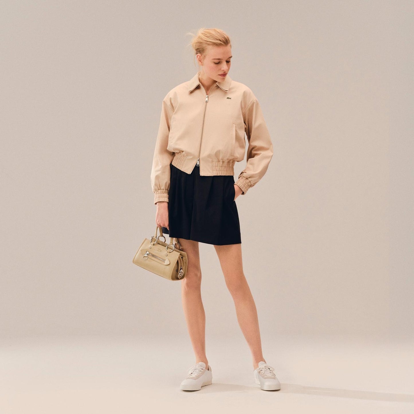 Felpa Lacoste fullzip con colletto e logo classic donna