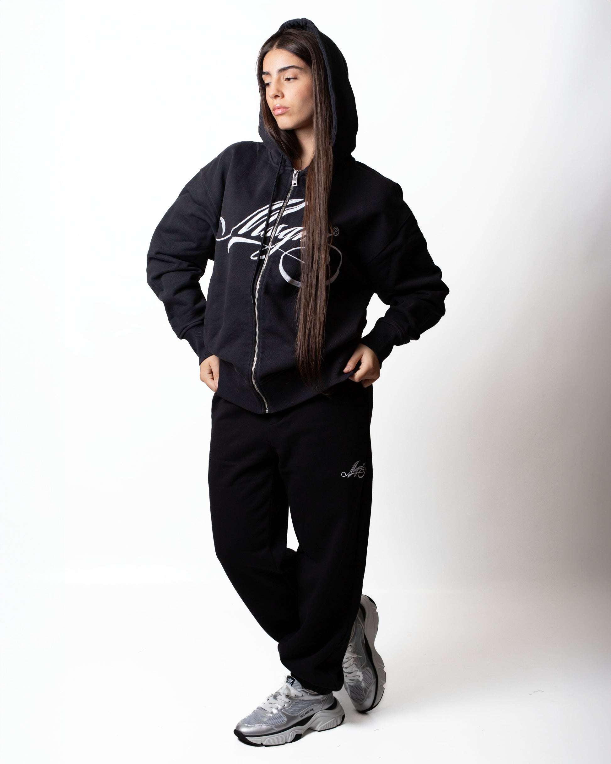 Felpa MSGM fullzip con logo signature ricamato