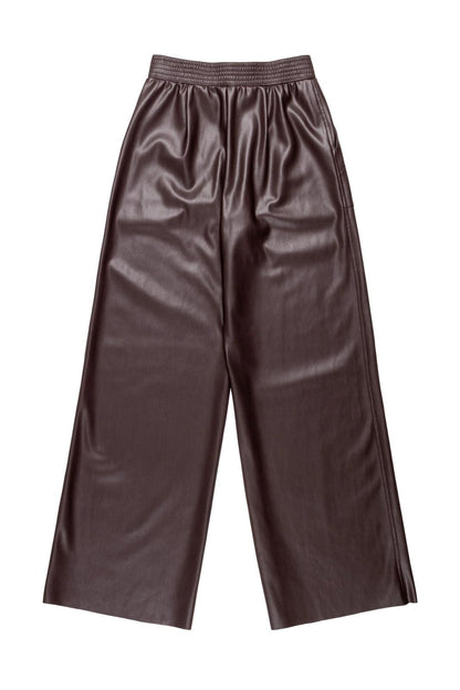 Pantalone Nenette gamba larga in ecopelle donna
