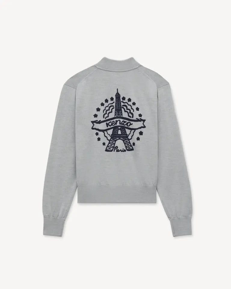 Cardigan Kenzo Paris in lana con maxi ricamo sul retro