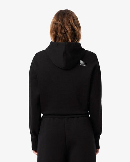 Felpa Lacoste cropped con cappuccio e logo in silicone donna