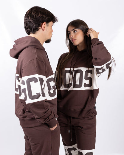 Felpa GCDS con cappuccio e maxi logo a contrasto