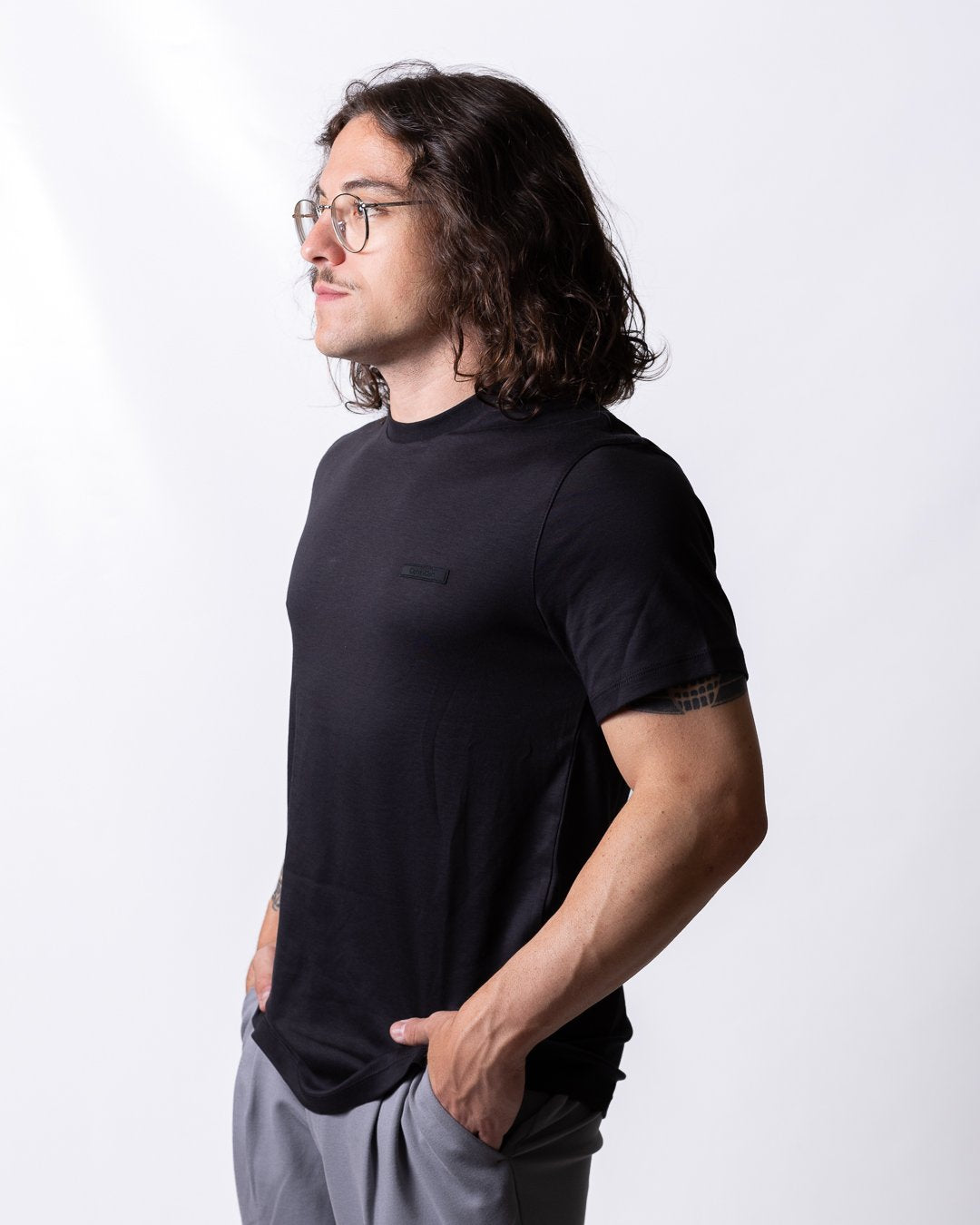 T-Shirt Calvin Klein slim supima logo patch uomo