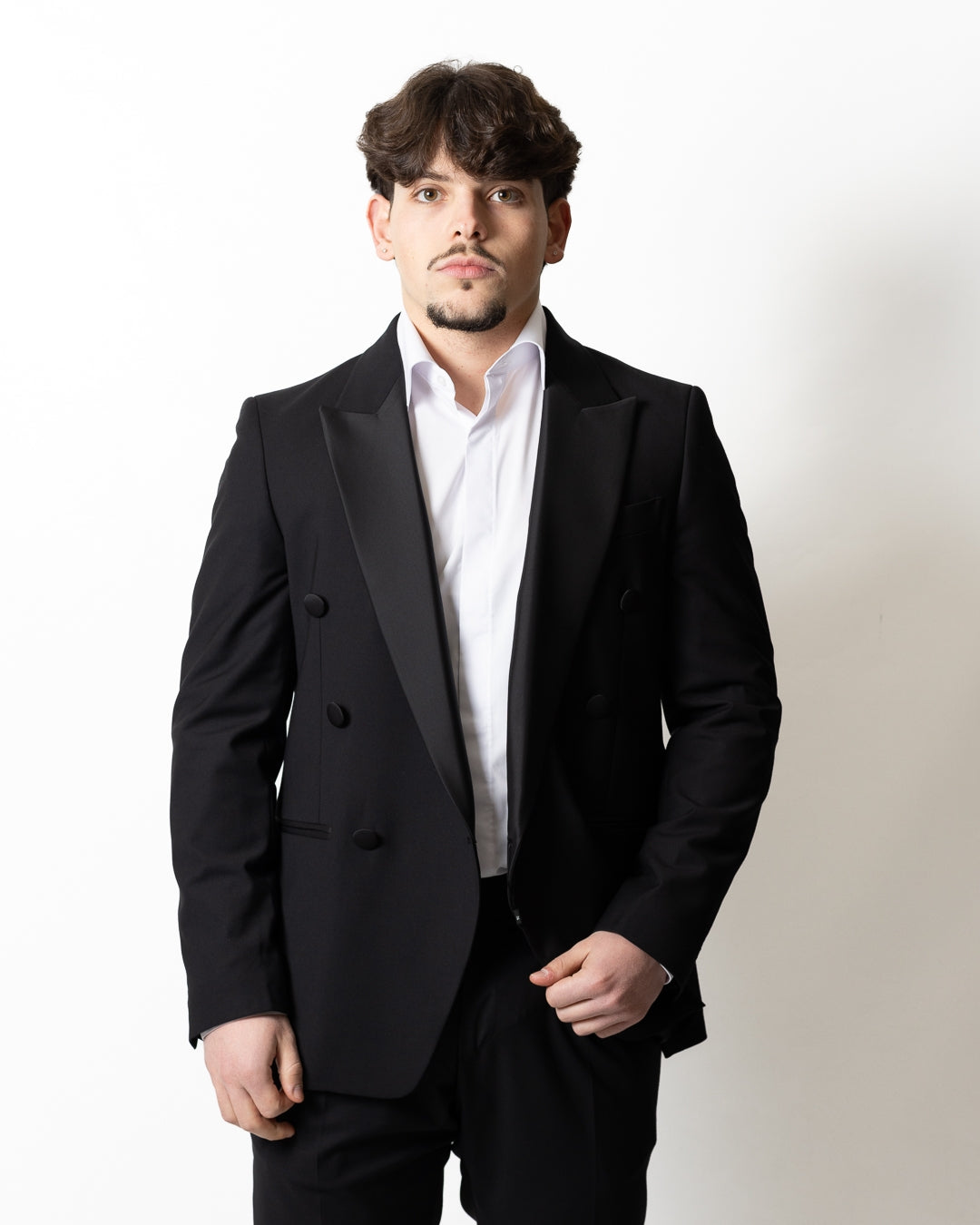 Abito Daniele Alessandrini "Sartoria" doppiopetto con collo satin uomo