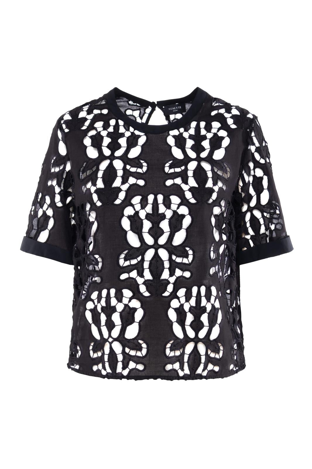 Blusa Nenette in sangallo con intagli donna