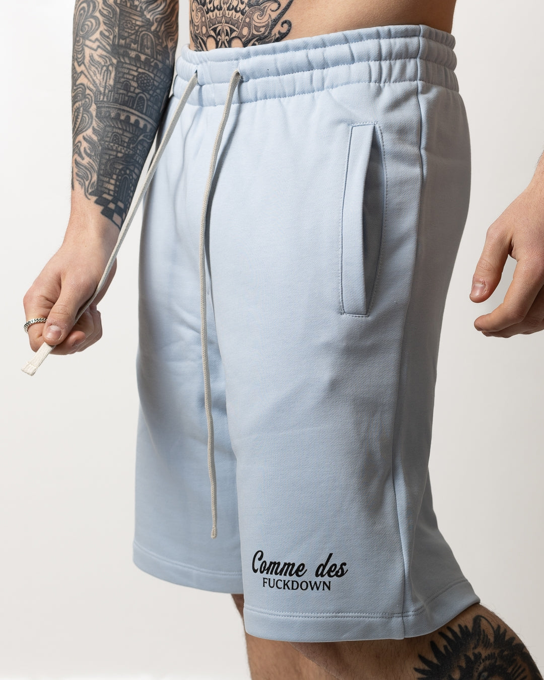 Bermuda Comme des Fuckdown in felpa con stampe uomo