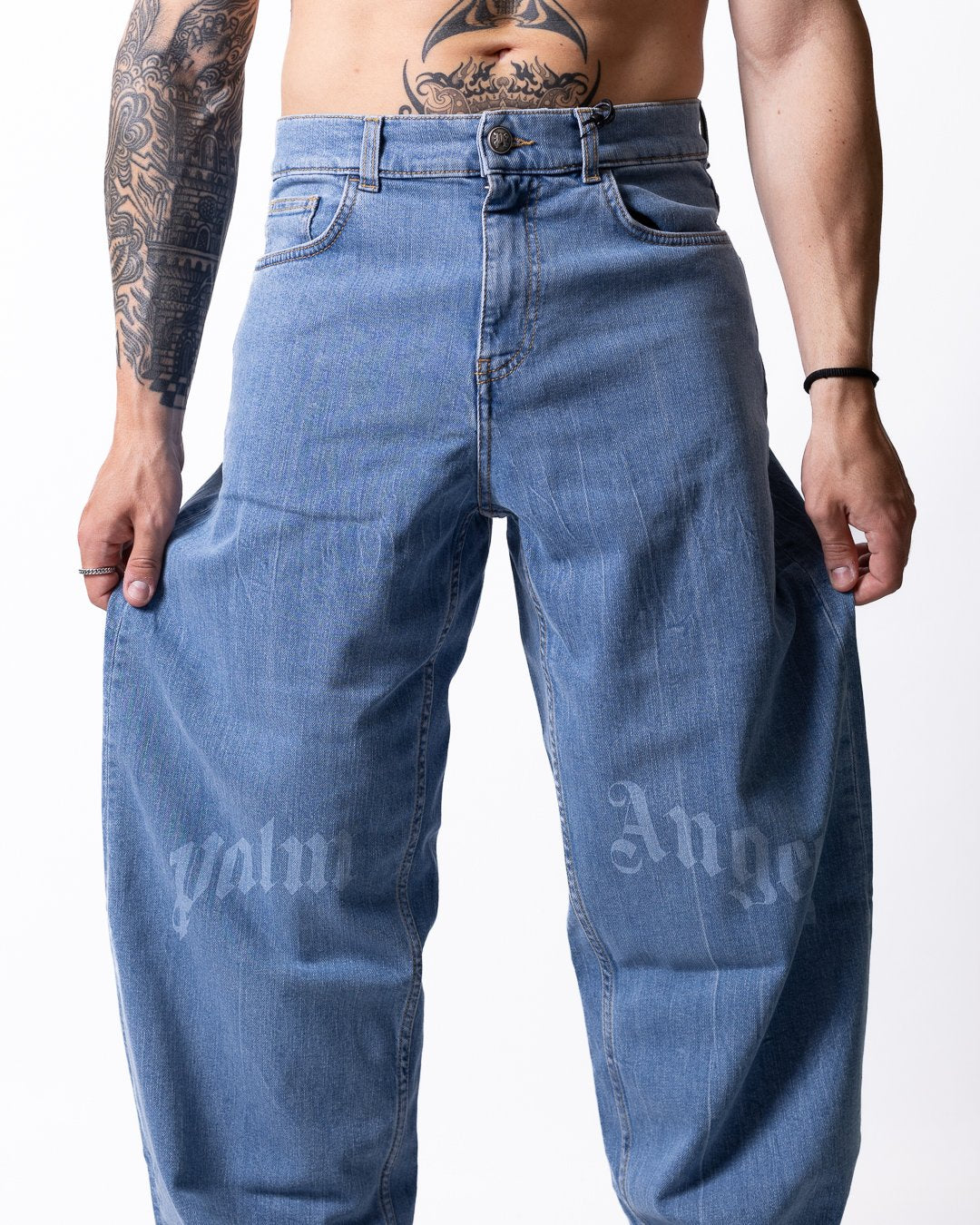 Jeans Palm Angels logo stampato 