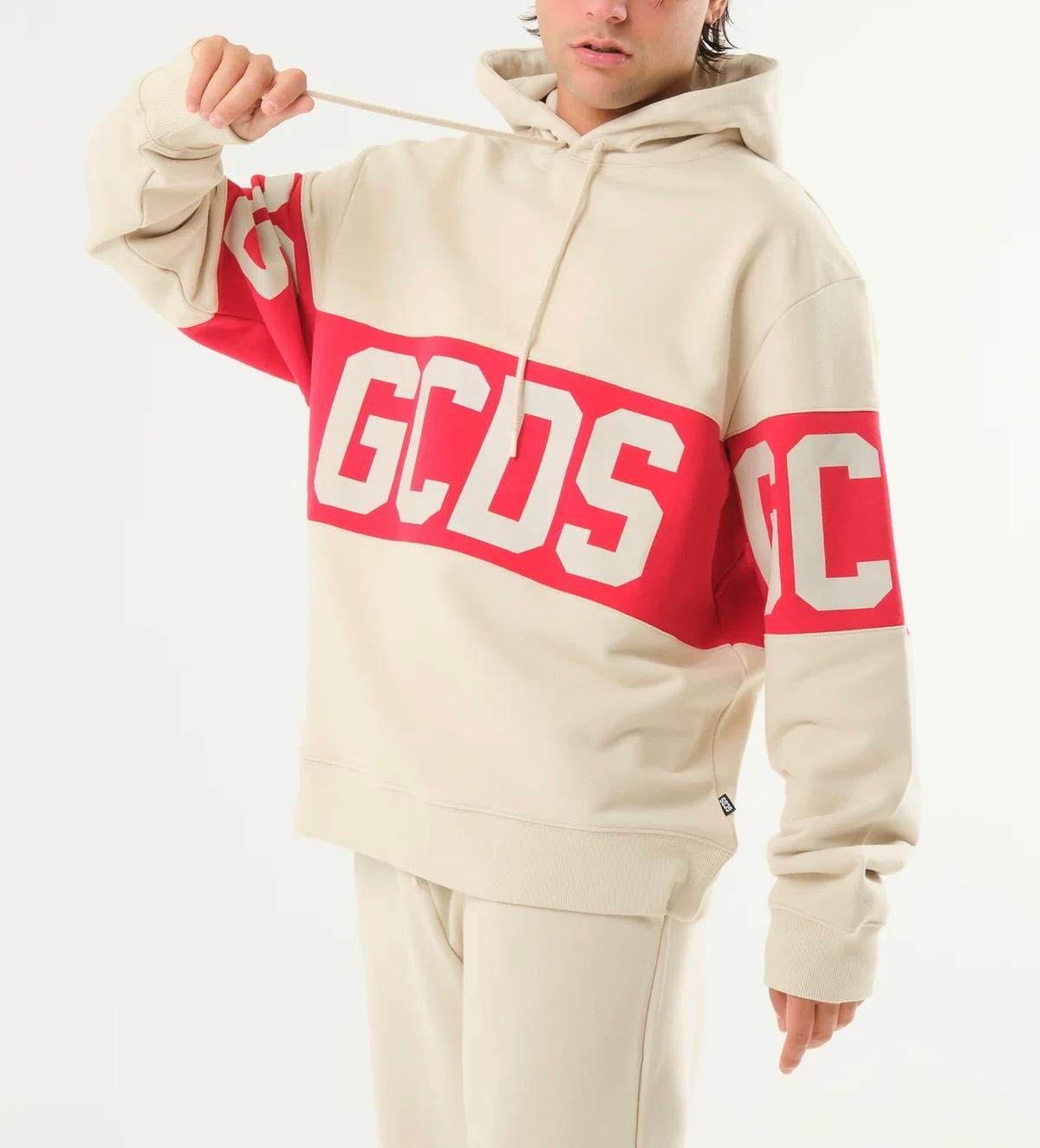 Felpa GCDS in piquet con cappuccio "Band Logo"