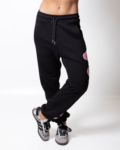 Pantalone Disclaimer in felpa con logo glitterato donna