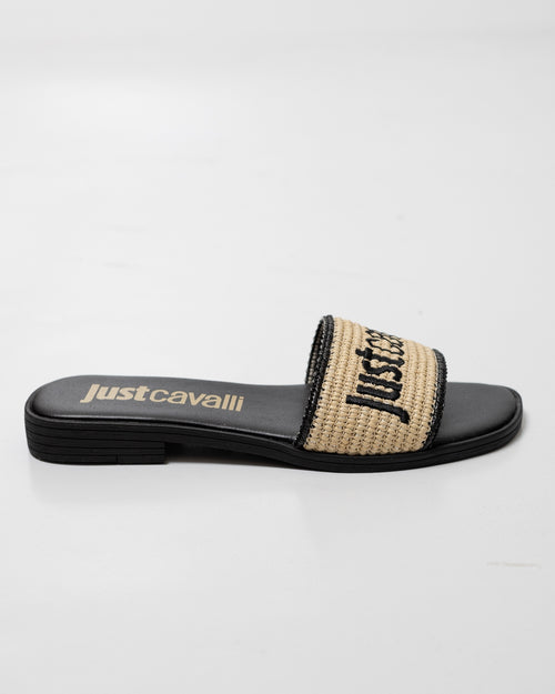 Sandalo Just Cavalli con fascia in paglia donna