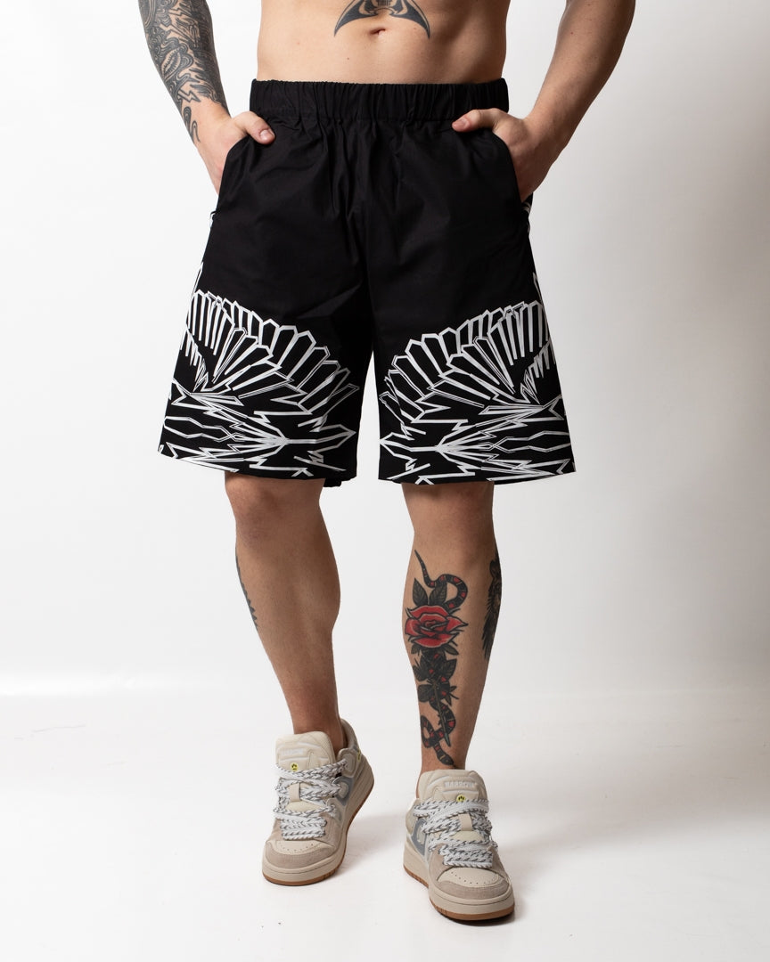 Bermuda Marcelo Burlon in popeline "Icon Wings" uomo