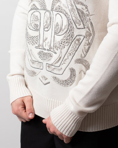 Maglia Philipp Plein girocollo "Embroidered Merino Strass" uomo