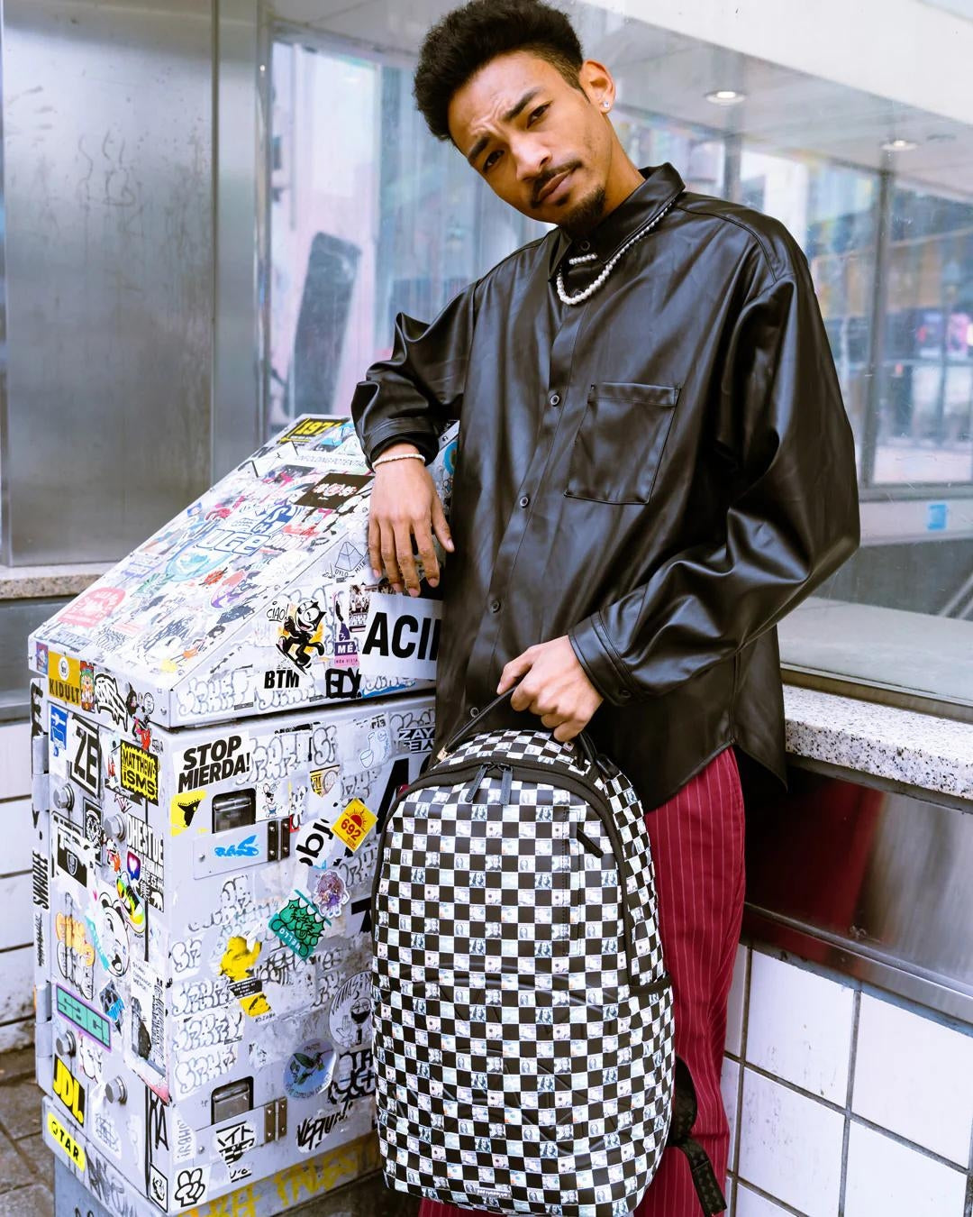 Zaino Sprayground bianco Money check pattern dlx backpack