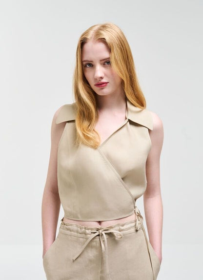 Camicia Colmar in lino con laccetti donna