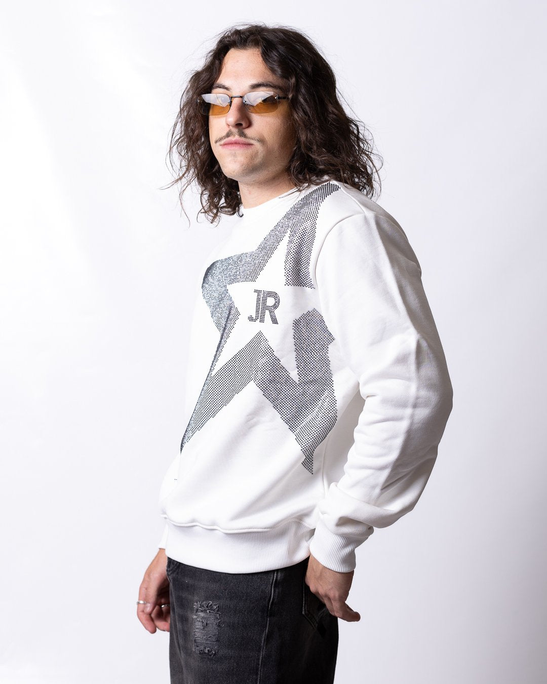 Felpa John Richmond con logo "JR" e stella di brillantini