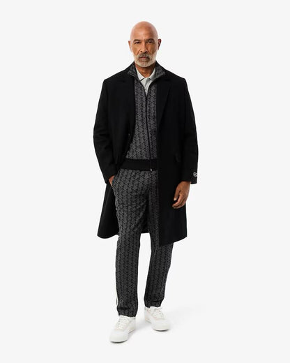 Felpa Lacoste con zip logata allover uomo