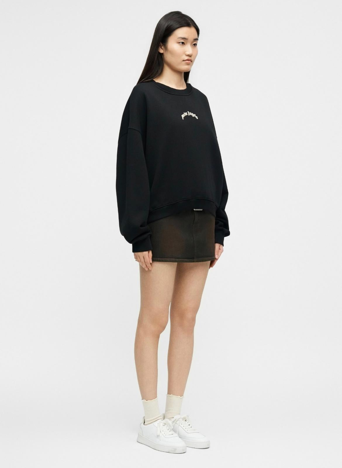 Felpa Palm Angels girocollo "Curve Logo Loose Crop" donna