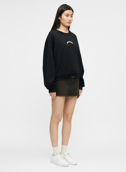 Felpa Palm Angels girocollo "Curve Logo Loose Crop" donna