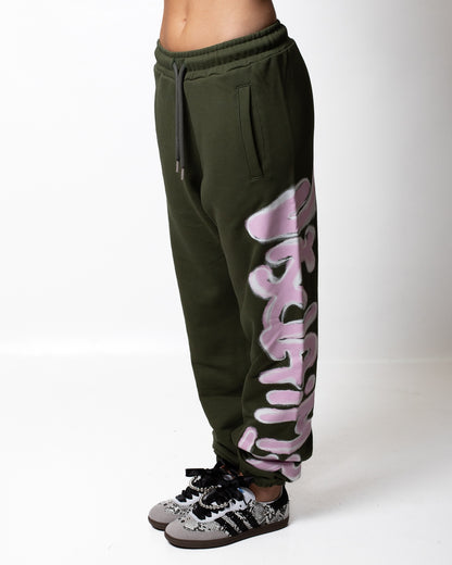 Pantalone Disclaimer in felpa con logo glitterato donna