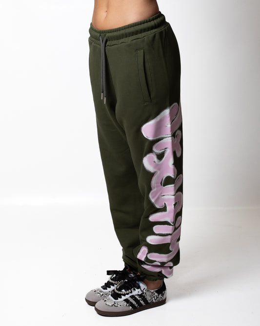 Pantalone Disclaimer in felpa con logo glitterato donna