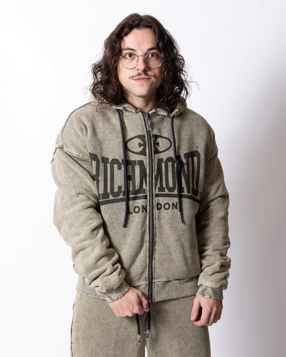 Giubbotto Richmond X con cappuccio e logo stampato