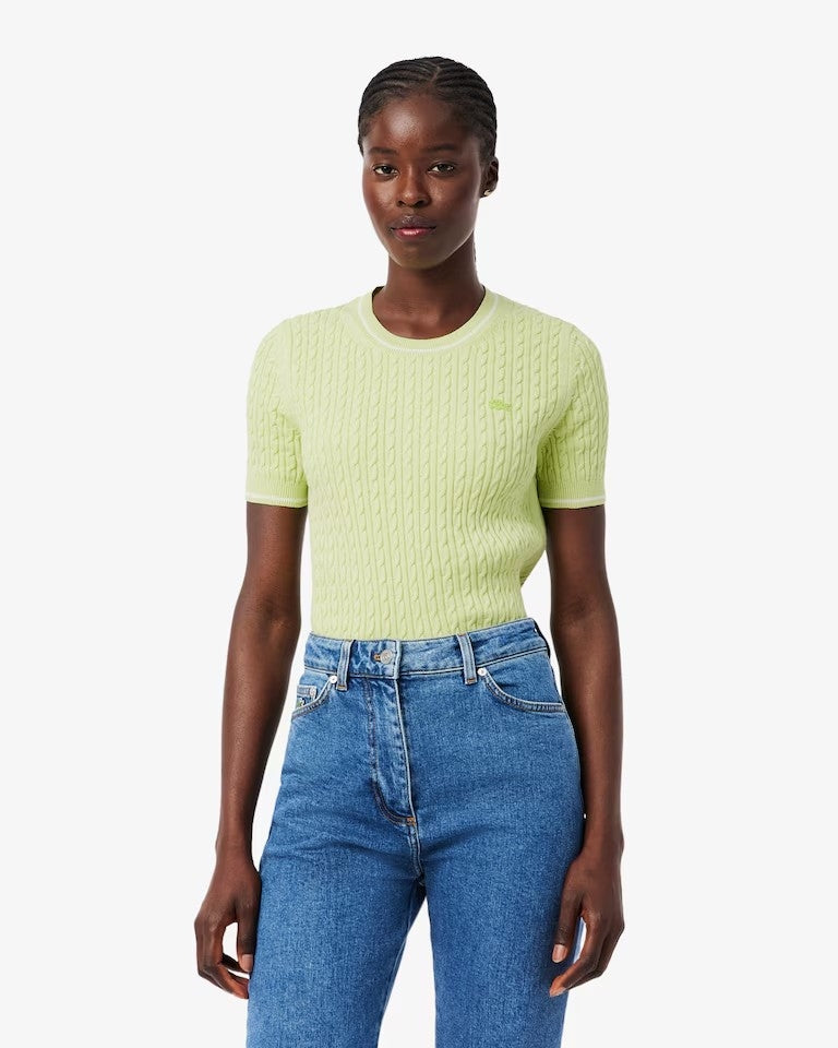 T-Shirt Lacoste in maglia ricamata donna