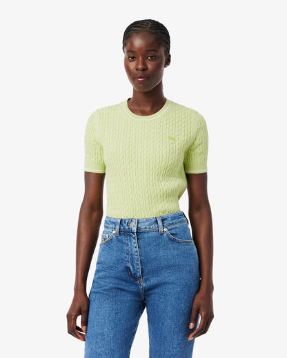 T-Shirt Lacoste in maglia ricamata donna