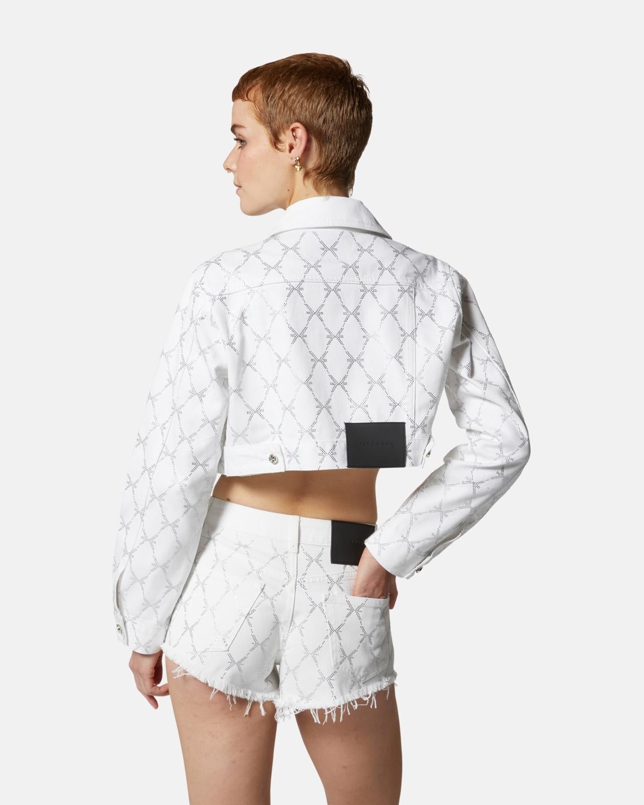 Giubbotto Richmond X in denim con logo strass donna