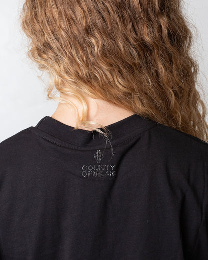 T-Shirt Marcelo Burlon cropped con strass donna