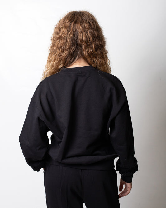 Felpa Disclaimer girocollo con logo e strass donna