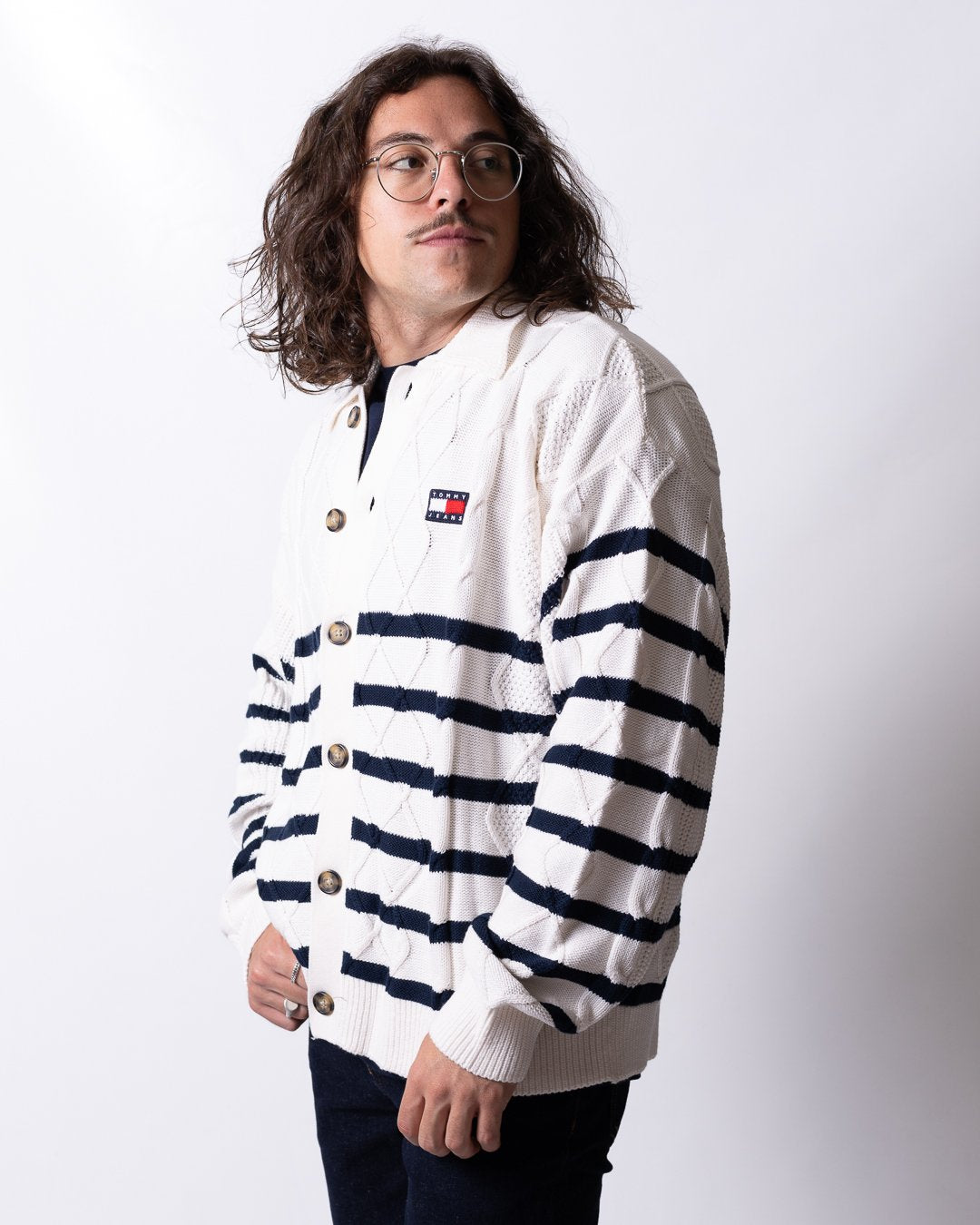 Cardigan Tommy Jeans in maglia "Stripe Cable" uomo