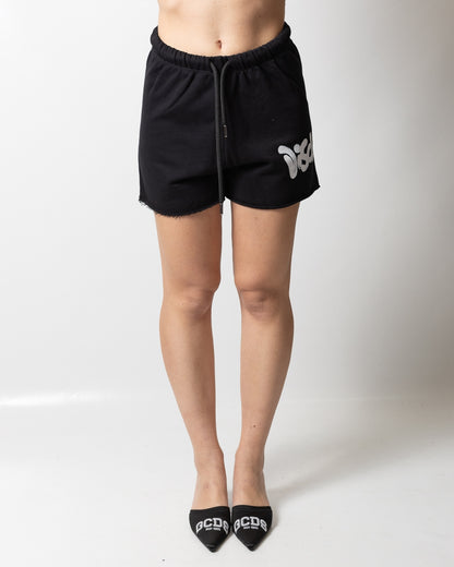 Short Disclaimer in felpa con stampa donna