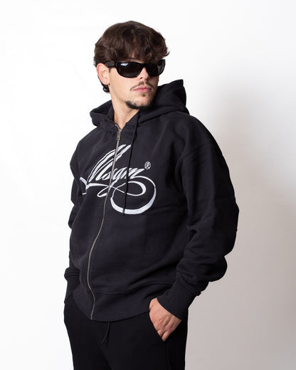 Felpa MSGM fullzip con logo signature ricamato