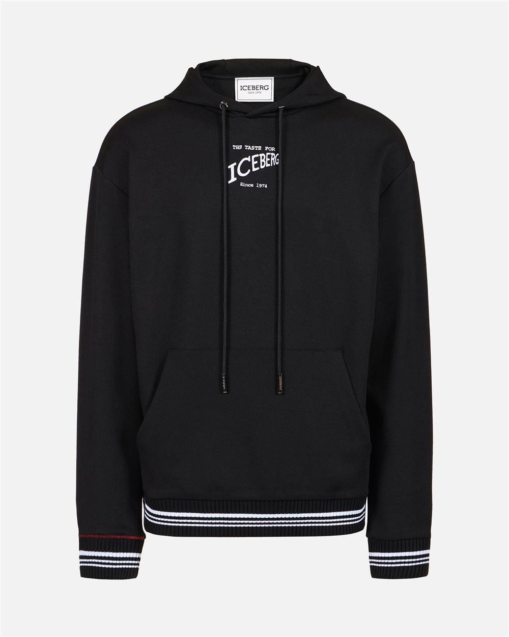 Felpa Iceberg con cappuccio e dettagli in maglia uomo