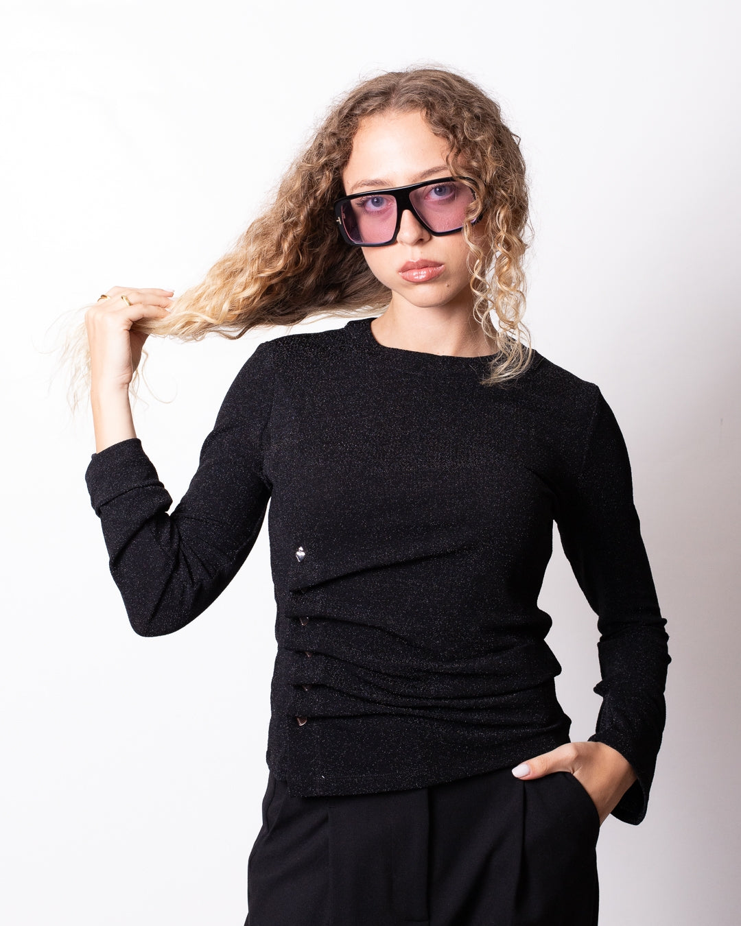 Maglia Richmond X glitterata con bottoni donna