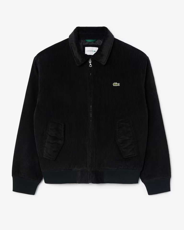 Giubbotto Lacoste in velluto a coste con logo ricamato