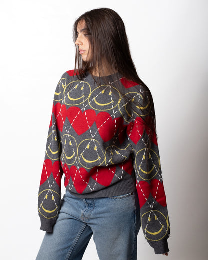 Maglia Moschino "Smiley Capsule" girocollo con ricami all-over