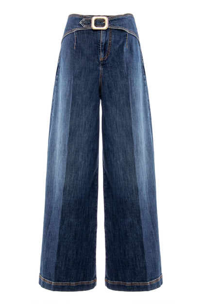 Jeans Nenette wide leg con fibbia donna